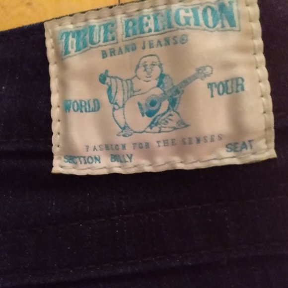 Women's Vintage True Religion Billy Super T Dark Indigo Blue Denim Jeans USA S30 - Picture 5 of 7
